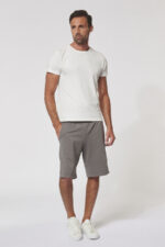 Short mixte made in France décontracté en molleton gratté MAE gris souris - Fil Rouge