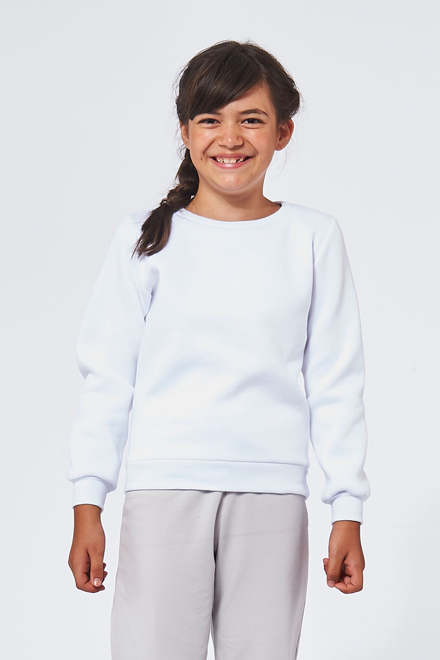 Sweatshirt Enfant made in France en molleton gratté ARMAND blanc - FIL ROUGE