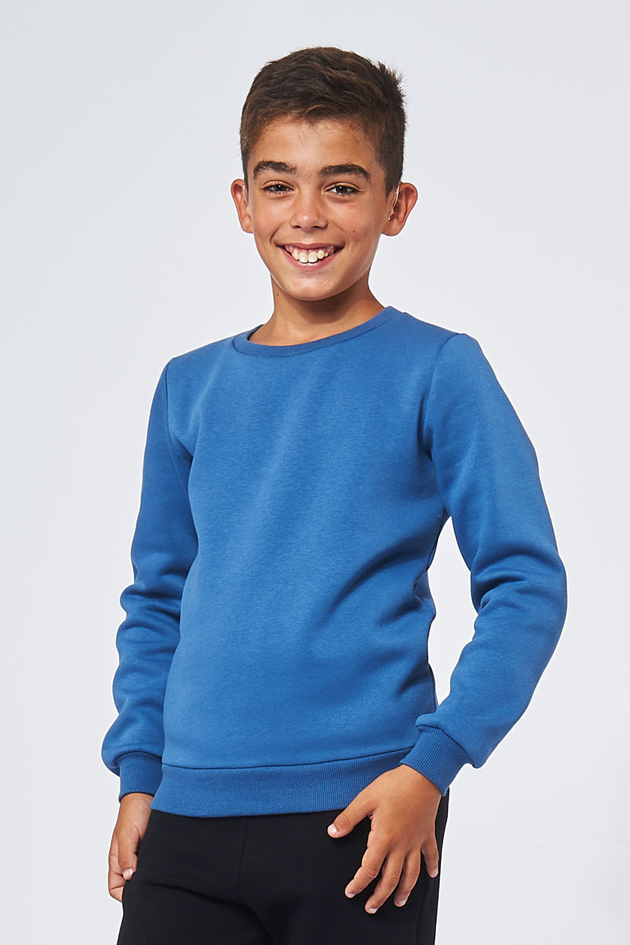 Sweatshirt Enfant made in France en molleton gratté ARMAND cobalt - FIL ROUGE