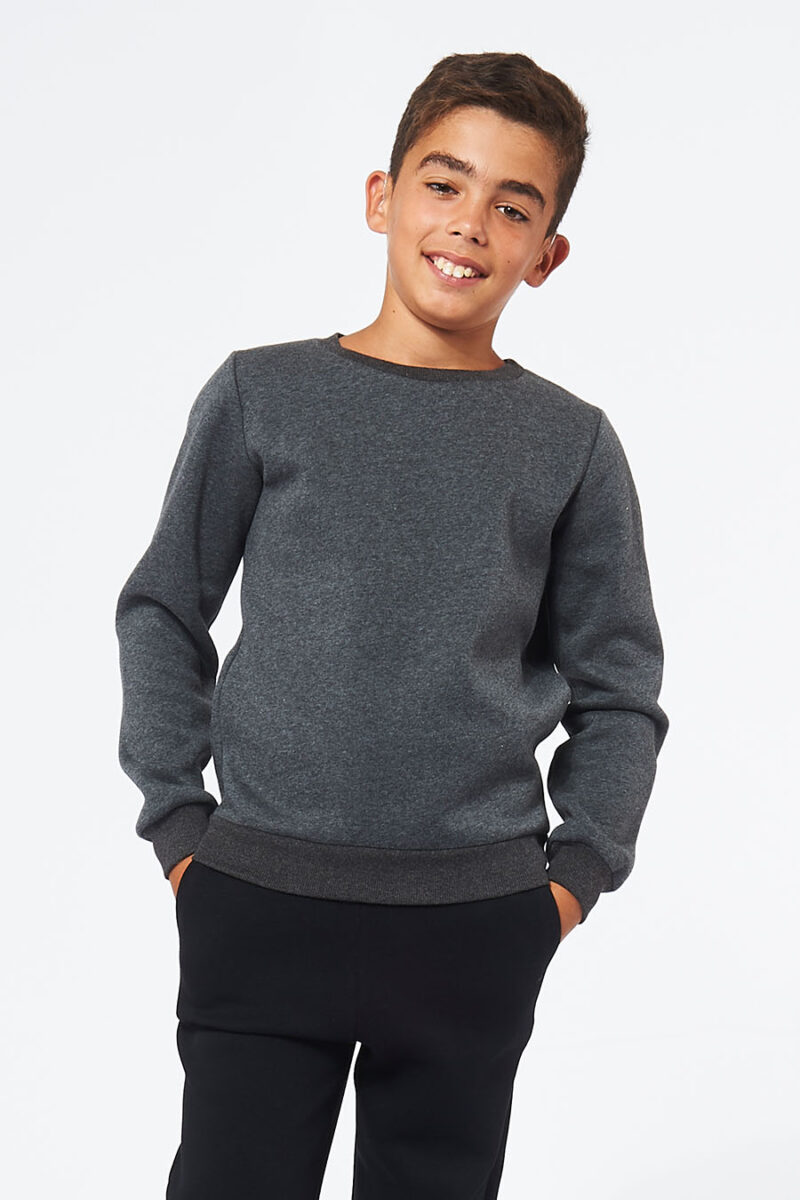 Sweatshirt Enfant made in France en molleton gratté ARMAND gris-fonce - FIL ROUGE