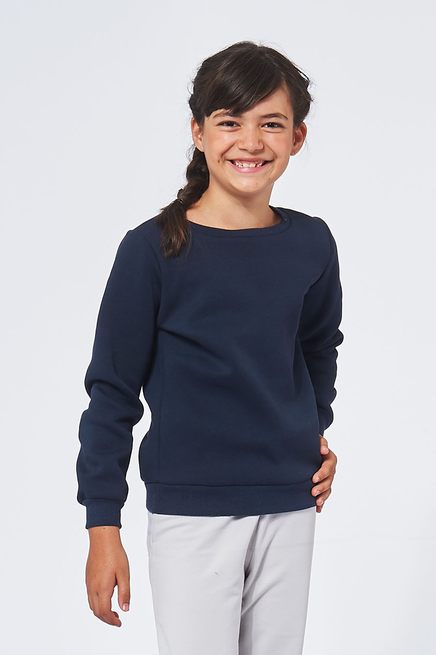 Sweatshirt Enfant made in France en molleton gratté ARMAND marine - FIL ROUGE