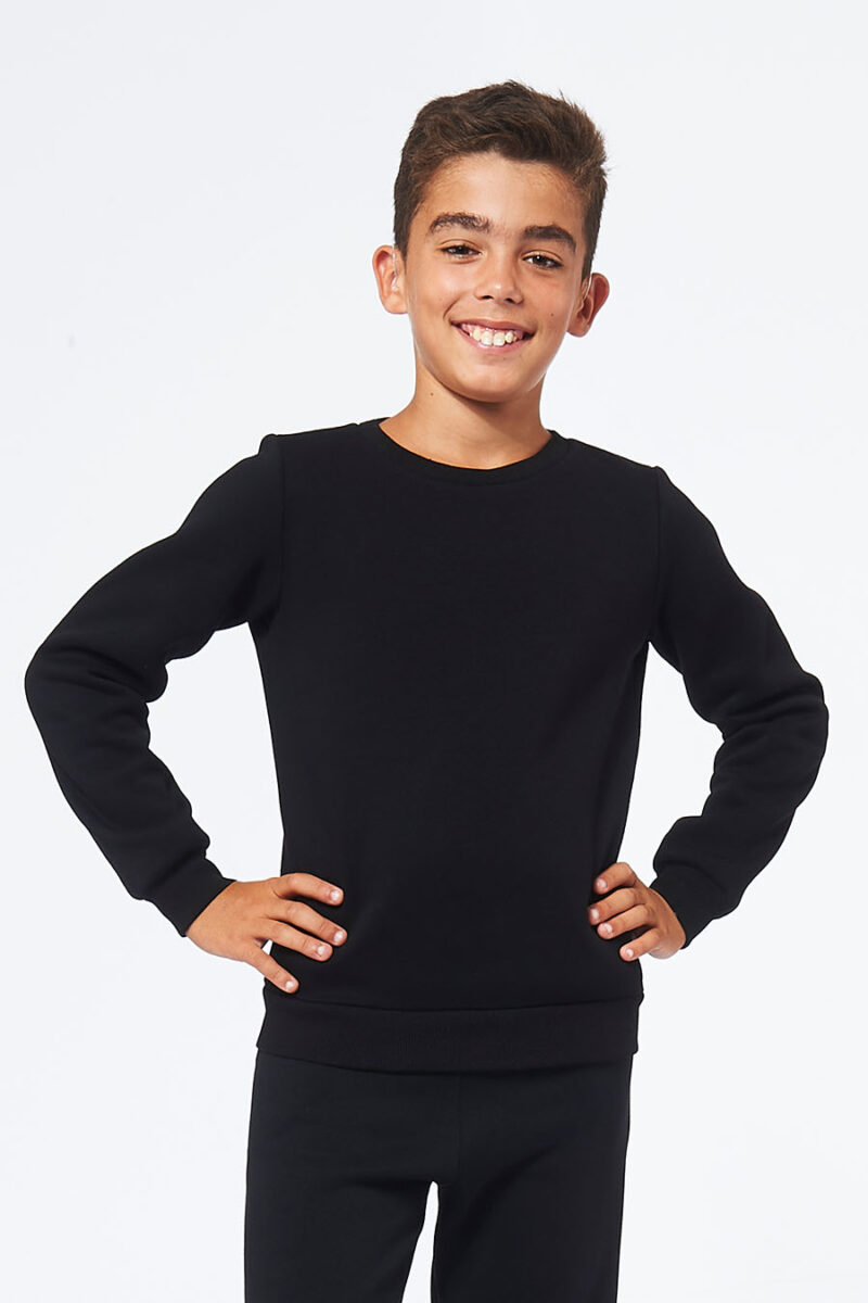 Sweatshirt Enfant made in France en molleton gratté ARMAND noir - FIL ROUGE