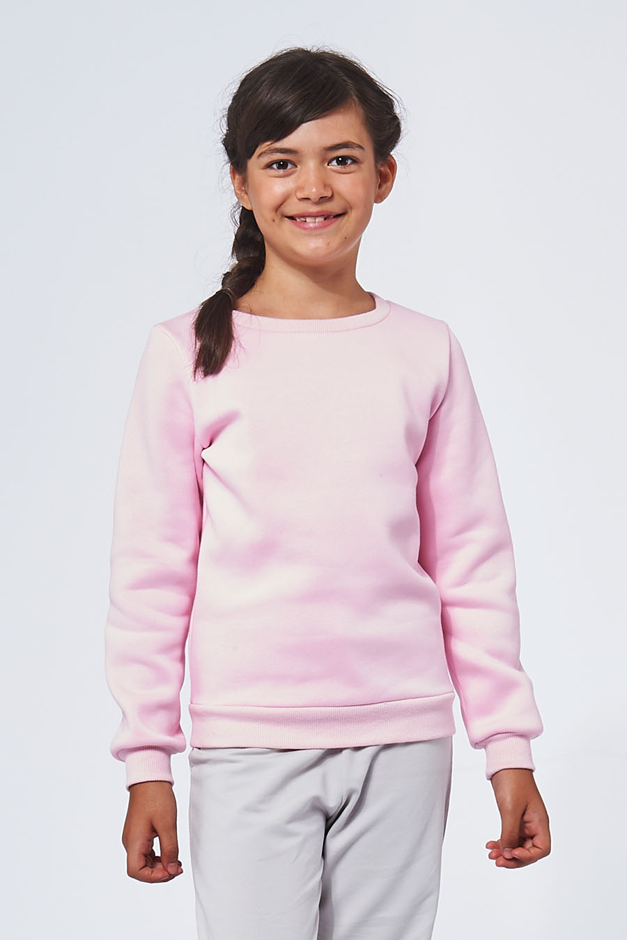 Sweatshirt Enfant made in France en molleton gratté ARMAND rose - FIL ROUGE