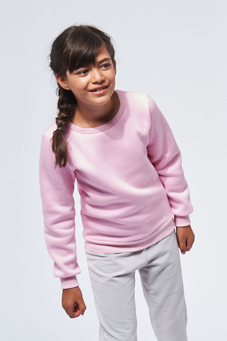 Sweatshirt Enfant made in France en molleton gratté ARMAND rose - FIL ROUGE