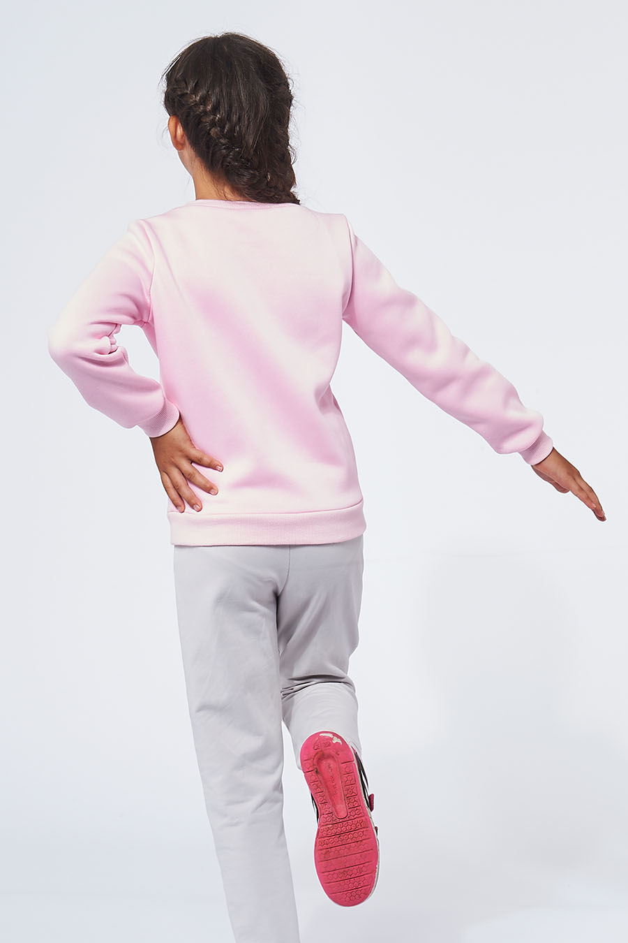 Sweatshirt made in France en molleton gratté ARMAND rose enfant de dos - FIL ROUGE