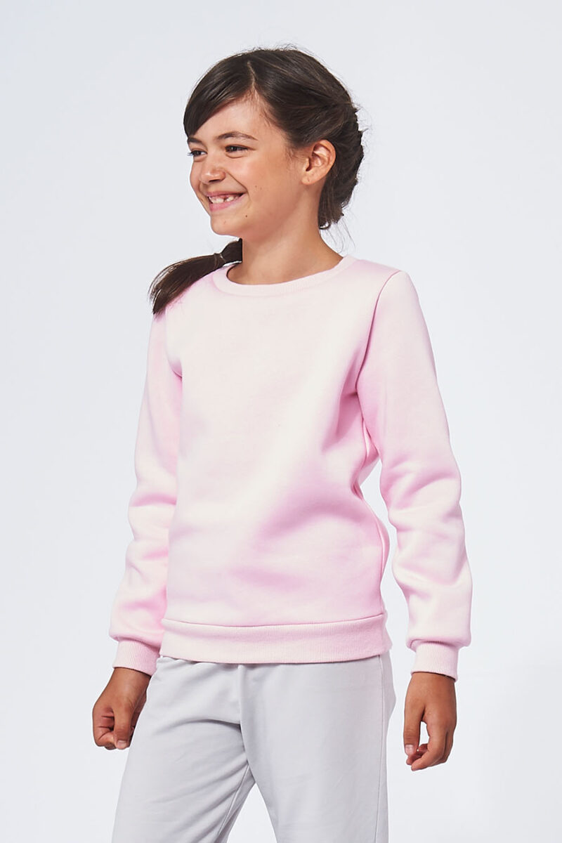 Sweatshirt made in France en molleton gratté ARMAND rose enfant qui sourit - FIL ROUGE
