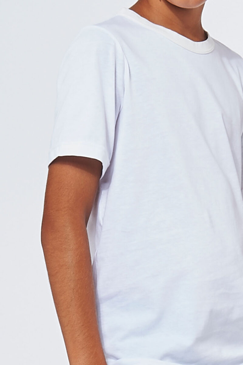 zoom tee-shirt garçon made in France en coton bio AUGUST blanc - FIL ROUGE