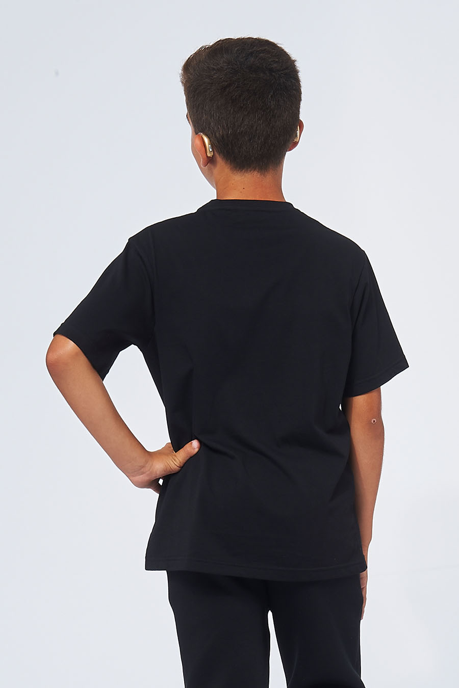 Tee-shirt made in France en coton bio ELIOTT noir garçon de dos - FIL ROUGE