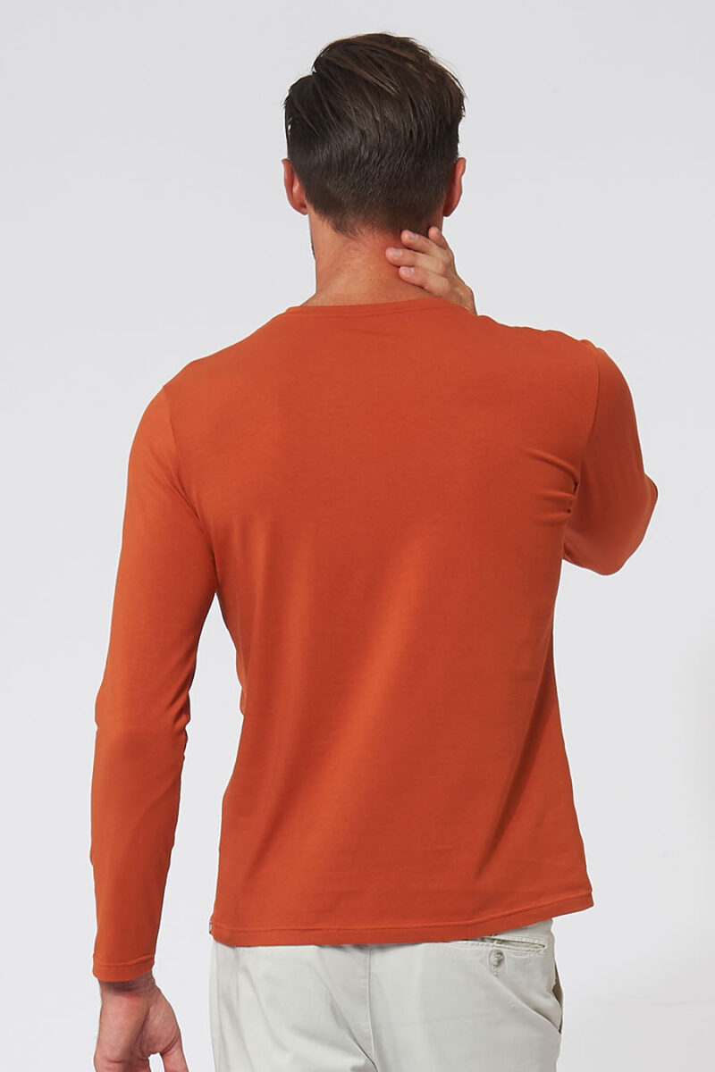 T-shirt homme made in France à manches longues brique - Fil Rouge