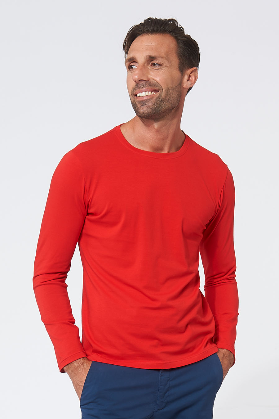Tee-shirt Homme made in France à manches longues rouge - Fil Rouge