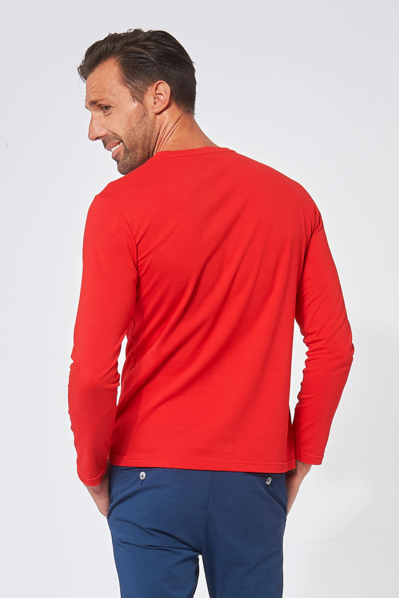 T-shirt homme made in France à manches longues rouge - Fil Rouge