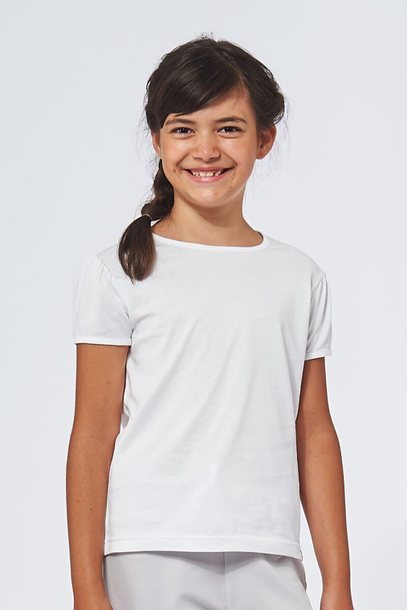 Tee-shirt Fille made in France en coton bio RAFFAELLA blanc - FIL ROUGE