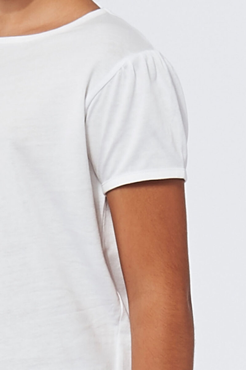 Tee-shirt made in France en coton bio RAFFAELLA blanc fille de près - FIL ROUGE