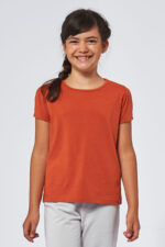 Tee-shirt Fille made in France en coton bio RAFFAELLA brique - FIL ROUGE