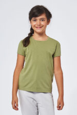 Tee-shirt Fille made in France en coton bio RAFFAELLA kaki - FIL ROUGE