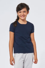 Tee-shirt Fille made in France en coton bio RAFFAELLA marine - FIL ROUGE