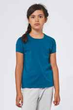 Tee-shirt Fille made in France en coton bio RAFFAELLA petrole - FIL ROUGE